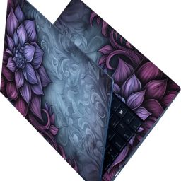 Techfit Full Body Laptop Skin for Laptops Upto 15.6 Inch - Purple Floral Motif on Gray HD Sticker No Residue Removable Self Adhesive Vinyl Reusable Laptop Skin Compatible for 16.5 inch-image-77
