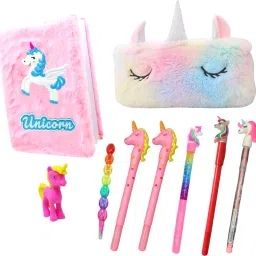 Unicorn Stationery Combo 9 Pcs- Unicorn Pencil Box for Girls Unicorn Pen Diary School Set-image-5