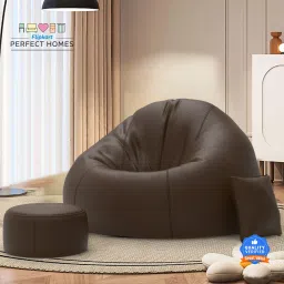 XXXL CuddleMist Sofa With Free Cushion and Puffy , Brown Teardrop Bean Bag With Bean Filling-79
