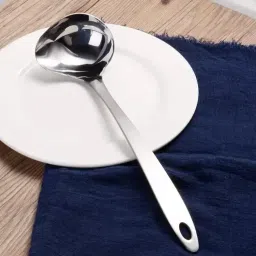 arscart Sauce Ladle, BuyGo Drizzle Spoon with Spout Gravy pack 2 Stainless Steel Tea Spoon Set image 2