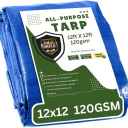 Water Proof Tarpaulin Sheet | 12ft x 12ft, 120 GSM | for everyday use Tent - For Camping, Construction Sites, Transportation Covers, Temporary Shelters-73