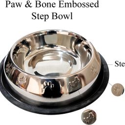 Pet Food & Water Bowls ,X- Large, Paw & Bone Embossed Design Stainless Steel Pet Bowl-image-75