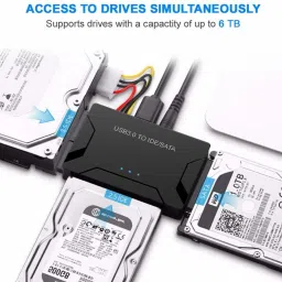 microware USB 3.0 to IDE SATA Converter, Hard Drive Reader for Universal 2.5/3.5 IDE Hard Drive & SATA HDD SSD, Support One Touch Backup and Max 18TB, with 12V 2A Power Adapter & USB A Cable 80cm USB Adapter image 2