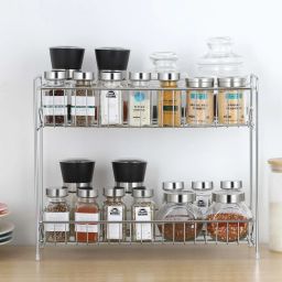 Containers Kitchen Rack Stainless Steel Rack 2 Tier Chrome Steel-1