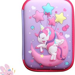 White unicorn pencil pouch Holographic moon case Unicorn, Moon, Stars Art EVA Pencil Box-image-88