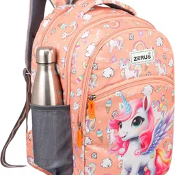 zerus Unicorn Print Backpack for Girls with Spacious Compartments & Bottle Holder Waterproof School Bag-picture-7