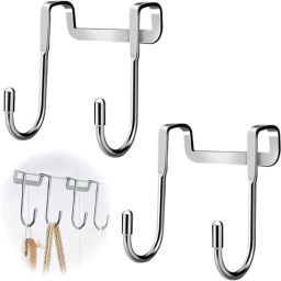The Door Hook Heavy Duty Stainless Steel DoubleShaped Hanger Drawer Door Silver Hook 4-image-3