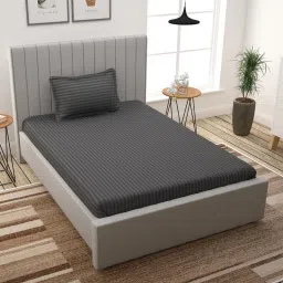 310 TC Satin Single Striped Fitted (Elastic) Bedsheet-image-60