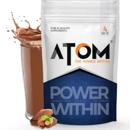 ATOM PWR Whey Protein with Enzymes, 24g Protein, 1Kg, Choco Hazel Fusion Whey Protein-34