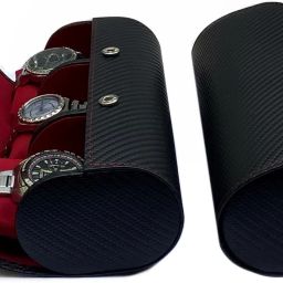 Portable 3 Slots Watch Case Organiser Box Made in Faux Leather and Suede Watch Box-image-44