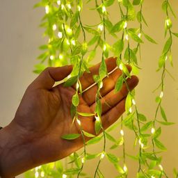 One94Store Artificial Leaf Curtain Led String Light,200 LEDs,8 Modes,Remote Control,Adjustable Brightness,Ac Plug - for Home (Warm White,3X1 Meter) - Copper image 1
