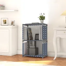 Multipurpose Collapsible Bookshelf 3 Racks Book Stand Almirah for Home & Kids Metal Open Book Shelf-35