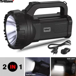 trillsun 250 Watt Long Range Kishan Torch with Hi-Bright Tube rechargeable led light 6 hrs Torch Emergency Light image 2