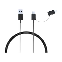 Croma Type A to Type C, Micro USB 3.9 Feet (1.2M) 2-in-1 Cable (Sync and Charge, Black)-22