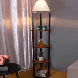 new era Classic Wooden Floor Lamp with Cotton Shade (Brown & Multicolor)-picture-40