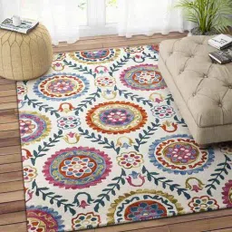Multicolor Wool Floral 5 x 8 Feet Hand Tufted Carpet by Imperial Knots-picture-1