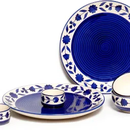 Pack of 6 Ceramic 2 Dinner Plates in 10 Inch with 2 Bowl & 2 Chutney Bowl Dinner Set-image-54