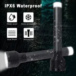 crentila 2 In 1 Charging Torch Long Range Flashlight Metal Body 8 hrs Torch Emergency Light image 3