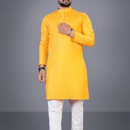 Men Solid Cotton Blend Straight Kurta-image-86