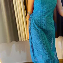 Women Chikan Embroidery Georgette Ethnic Dress-image-8