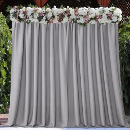 Stookin Grey Decoration Backdrop Curtain Background Wedding Parties 5x12Ft (Set of 2) Reflector-image-85