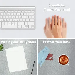 SYGA Waterproof Non-Slip Desk Mat Blotters on Desk Top Laptop Computer Gaming Keyboard Mouse Pad Desk Writing Mat Cover for Office & Home ( White & Silver,90*45 CM) Mousepad image 4