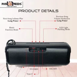 Pick Ur Needs Rechargable Portable Wireless 10W Bluetooth Speaker with 2 Soundbar &USB Support 10 W Bluetooth Soundbar image 3
