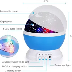 momentime Trendy Star Projector Romantic LED 360 Degree Rotation 4 LED Bulbs 9 Light Color Table Lamp image 3