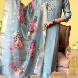 Women Cotton Rayon Ethnic Top Churidar Dupatta Set-image-94