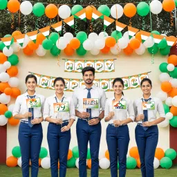 Solid Independence Day Decoration Items - Banner,20 Flags,18 Photobooth,150 Tri color Balloon-13