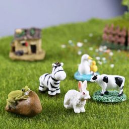 tayhaa Multicolour Resin Animals Hanging Together Miniature Set Of 5 Garden Figurine-picture-6