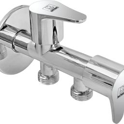 Zinc 2 in 1 Angle Valve Silver in Color Chrome Finish with Wall Flange for Bathroom Angle Cock Faucet-image-4