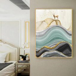 art street Deer On The Mountains Multicolour Synthetic Wood Wall Art-picture-26