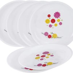 Round Colorful Set of 6 Dinner Plates with Floral Printed Design for Families | Parties | Unbreakable | Kid Friendly | Microwave Safe | Dishwasher Safe | Small | Lavender Dinner Plate-image-52