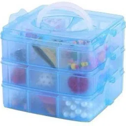 3 Layer-18 Grids Transparent Plastic Organizer Jewelry Craft Accessories Storage Box/Basket/Container with Collapsible and Removable Dividers Makeup Vanity Box-1