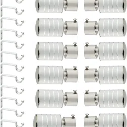 Silver Rod Rail Bracket, Curtain Hooks, Curtain Rings, Tieback Hook Metal-16