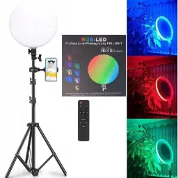 Hold up 18 INCH RGB Led Round Panel Light Video Light Led Ring Light 7 FEET Tripod Stand Halogen Flash-43