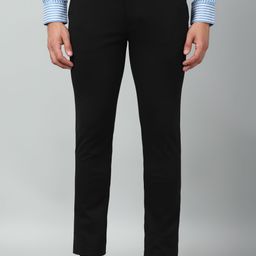 peter england Men Regular Fit Black Cotton Blend Trousers-picture-33