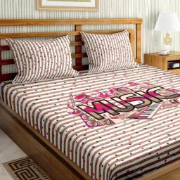 Pink Abstract 150 TC Cotton Double Bedsheet With 2 Pillow Covers Mysterious Collection by Bella Casa-picture-29