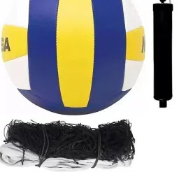 CLASSIC 18 PANEL GOOD QUALITY WITH NYLON NET AIR PUMP Volleyball - Size: 4-picture-14