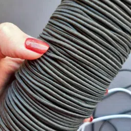 knottycord Elastic Thread and Cord White, Black Elastic image 2