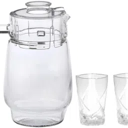 Somil Versatile Transparent Jug & 2 Glass Set for Beverage Service - E55 Jug Glass Set-image-6