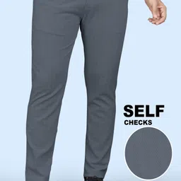 indiclub Men Regular Fit Grey Cotton Blend Trousers-picture-16