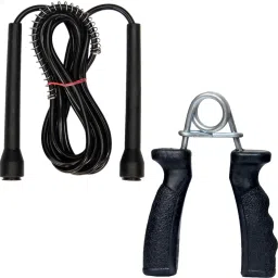 Black skipping rope + Black plastic hand grip Fitness Accessory Kit Kit-image-82