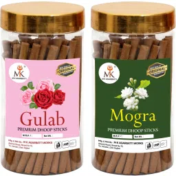 PREMIUM DRY DHOOP INCENSE STICKS | No Bamboo 100GMSX2 (200GMS) JAR GULAB, MOGRA-7