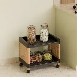 2 Layer Multipurpose Storage Rolling Cart with Wheels For Office, Home, Plastic Kitchen Trolley-image-9
