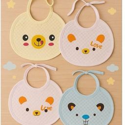 Set of 4 Baby Bibs - Soft Cotton Waterproof Bibs with Cute Animal Prints-19