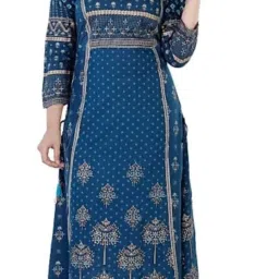 Women Printed Viscose Rayon Flared Kurta-image-14