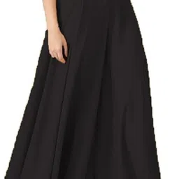 manijayfab Women Regular Fit Black Georgette Trousers-picture-1