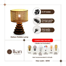 ikari homes Boho Rattan Pebble Table Lamp I Handcrafted Premium Wooden Rattan Lamp Table Lamp image 5